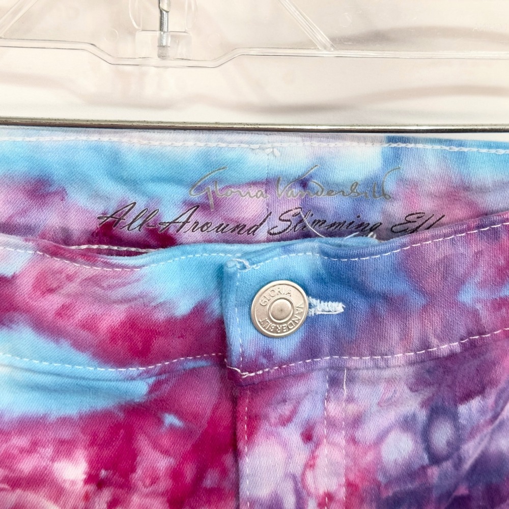 Gloria Vanderbilt Plus Size 24W Shorts Handmade Tie Dye Denim Purple Pink 928 - Picture 11 of 12